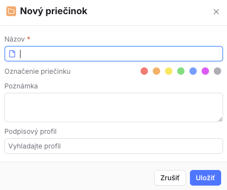 Vytvorenie priečinku