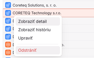 Zmazanie organizácie
