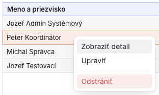 Zmazanie používateľa