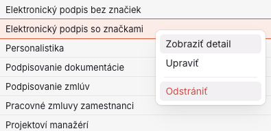 Zmazanie profilu dokumentov