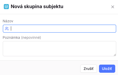 Vytvorenie skupiny subjektov